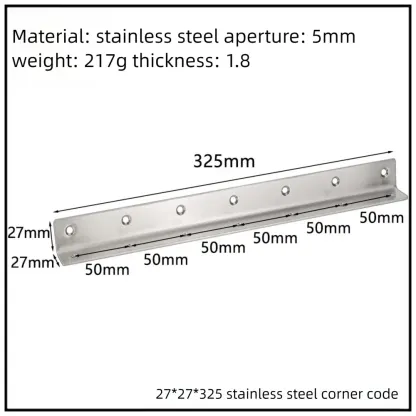 Stainless Steel Corner Bracket, 90-Degree Right Angle Connector, Reinforced L-Shaped Metal Corner Fixing Brace