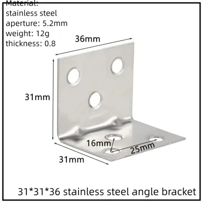Stainless Steel Corner Bracket, 90-Degree Right Angle Connector, Reinforced L-Shaped Metal Corner Fixing Brace