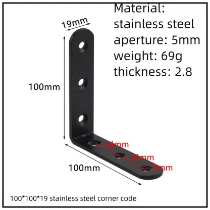 Stainless Steel Corner Bracket, 90-Degree Right Angle Connector, Reinforced L-Shaped Metal Corner Fixing Brace