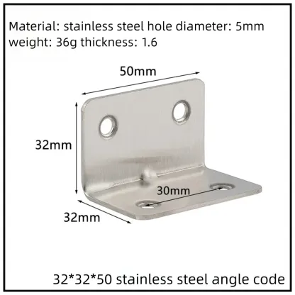 Stainless Steel Corner Bracket, 90-Degree Right Angle Connector, Reinforced L-Shaped Metal Corner Fixing Brace