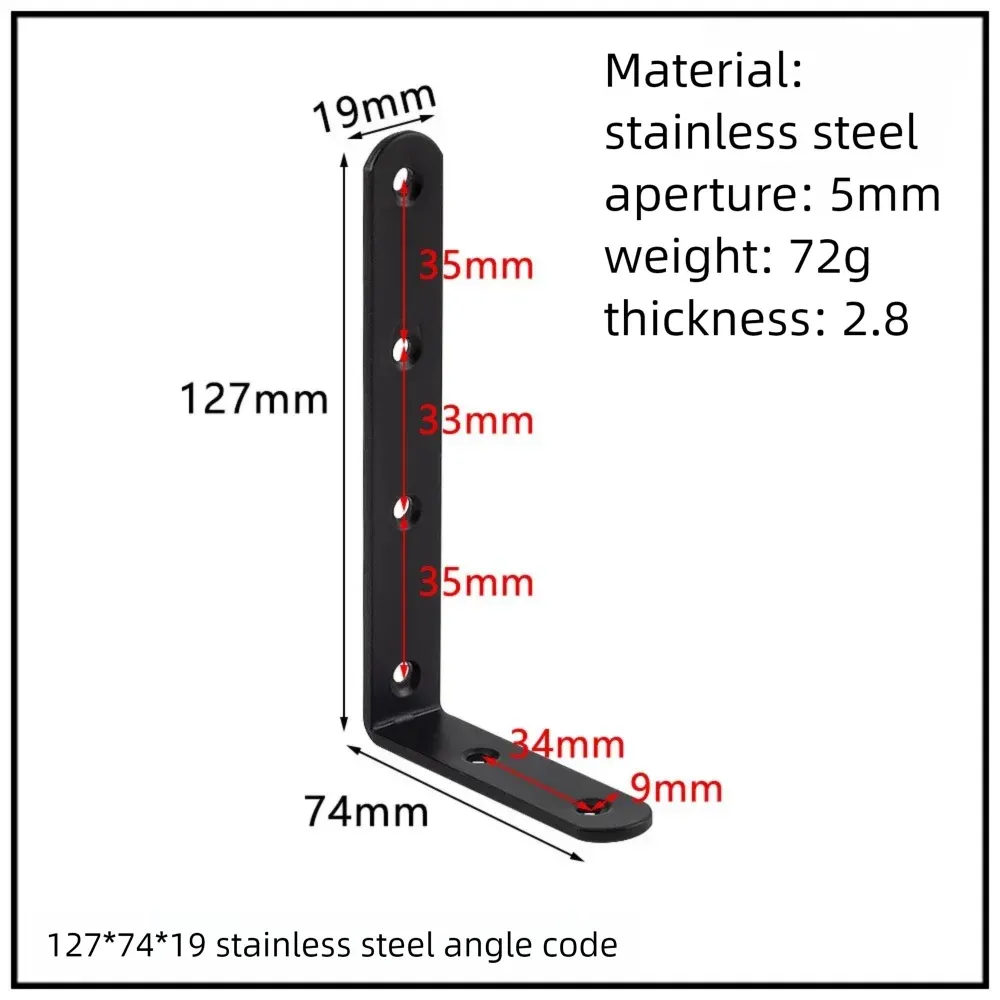 Stainless Steel Corner Bracket, 90-Degree Right Angle Connector, Reinforced L-Shaped Metal Corner Fixing Brace