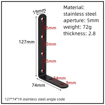 Stainless Steel Corner Bracket, 90-Degree Right Angle Connector, Reinforced L-Shaped Metal Corner Fixing Brace