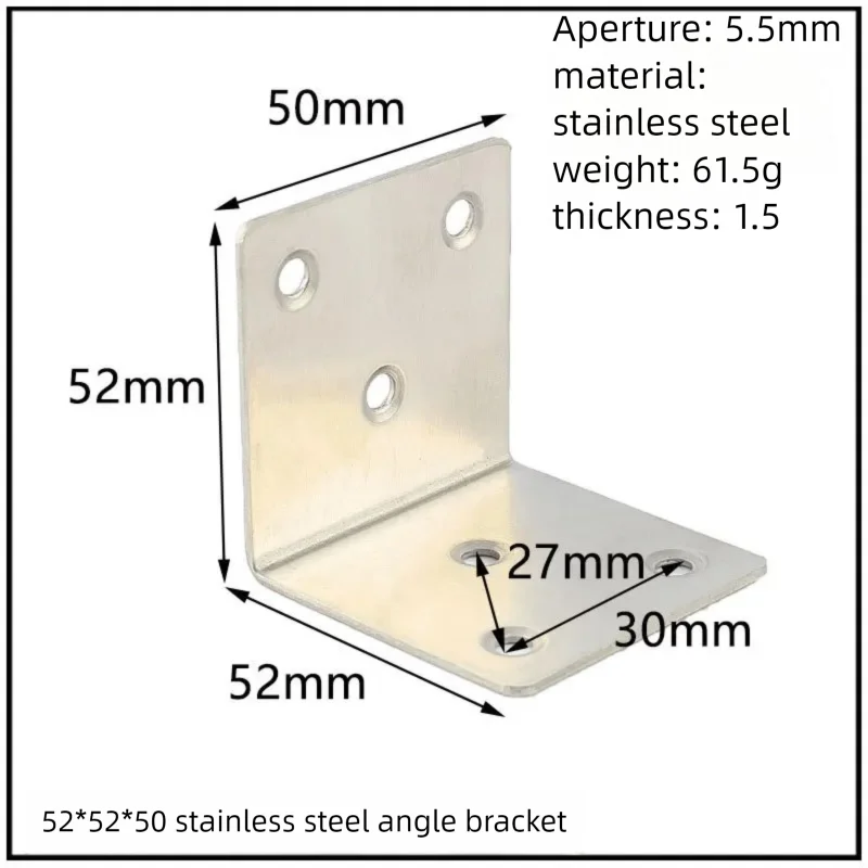 Stainless Steel Corner Bracket, 90-Degree Right Angle Connector, Reinforced L-Shaped Metal Corner Fixing Brace