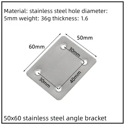 Stainless Steel Corner Bracket, 90-Degree Right Angle Connector, Reinforced L-Shaped Metal Corner Fixing Brace