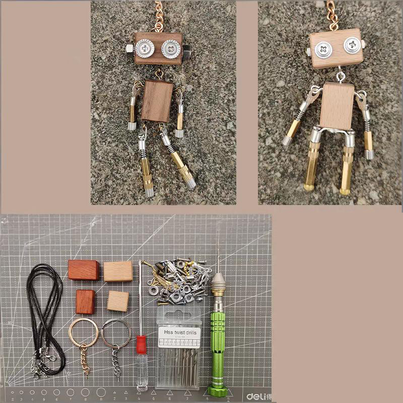 DIY Wooden Robot Keychain Kit - Build Your Own Mini Robot