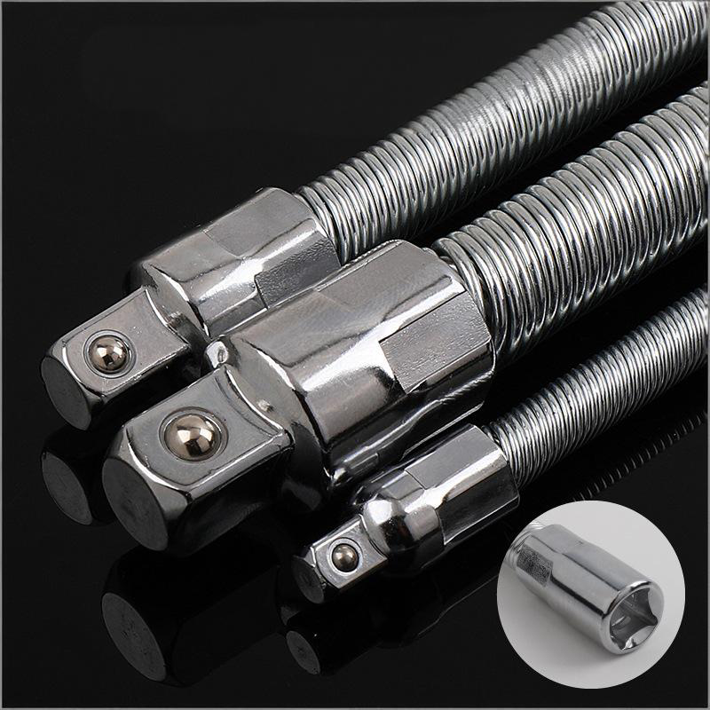 Industrial Flexible Extension Bar - 1/4" 3/8" 1/2" Chrome Vanadium Reversible Wobbly Socket Adapter with Anti-Drop Design