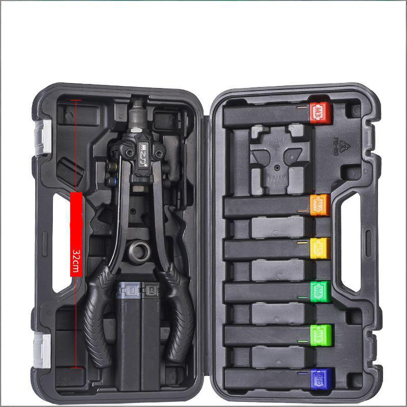 Professional 3-in-1 Hand Tool: Heavy-Duty Labor-Saving Rivet Gun, Nut & Hole Punch Tool Kit with Storage Case