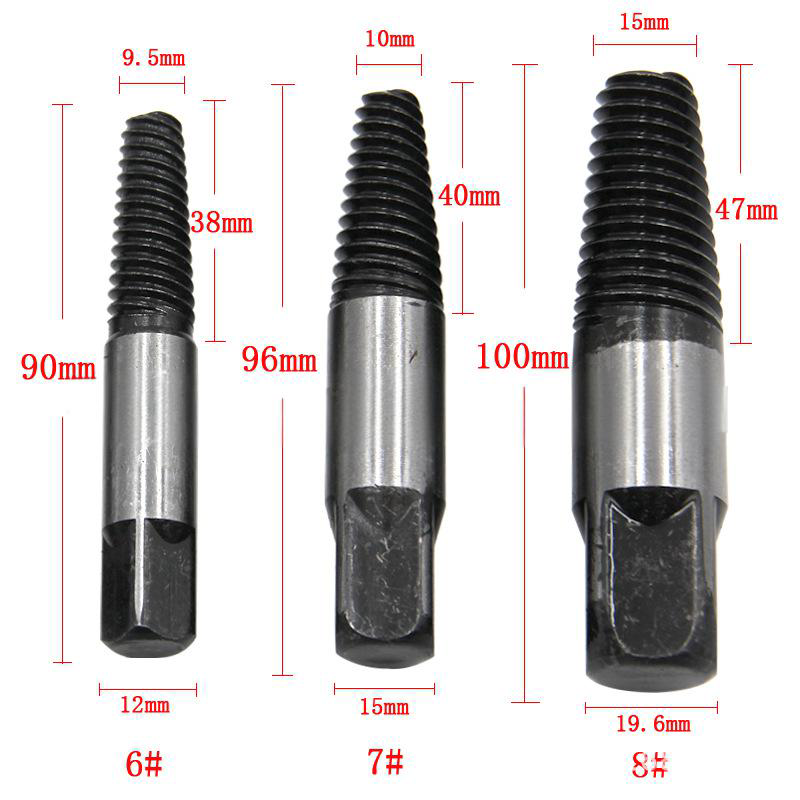 Chromium Vanadium Steel Screw Extractor Set - Left-Handed Spiral Fluted Design for Broken & Stripped Screws (Coarse & Fine Threads, 1-21mm)