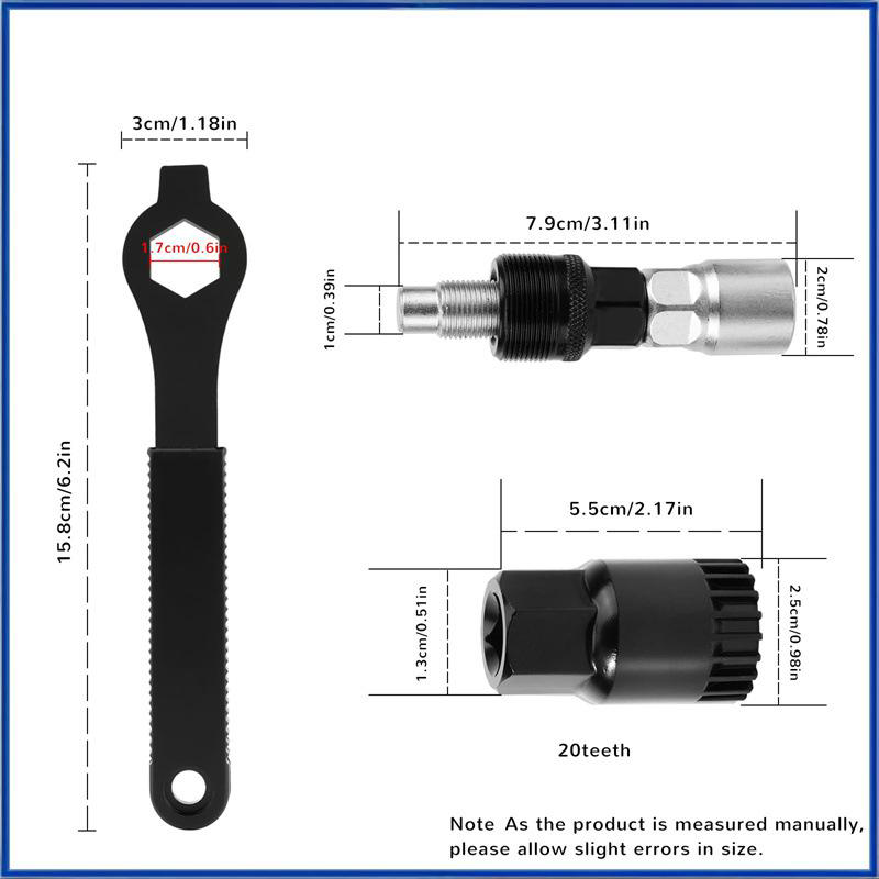 Crank Arm & Bottom Bracket Removal Tool Kit - Long Handle Lever Wrench with Built-in Hex Socket for Bicycle Repair