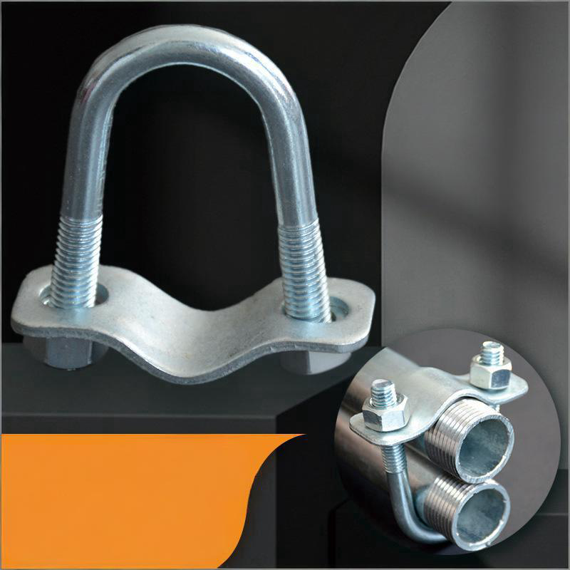 Heavy-Duty Galvanized Cross Pipe Clamp, Double U-Bolt Scaffolding Bracket, Reinforced Steel Pipe Connector for Secure Fastening