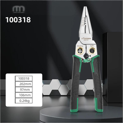Professional Multifunctional Wire Stripping Pliers - Electrician Tool with Voltage Tester, Wire Cutter, Stripper & Crimper for Secure Electrical Work