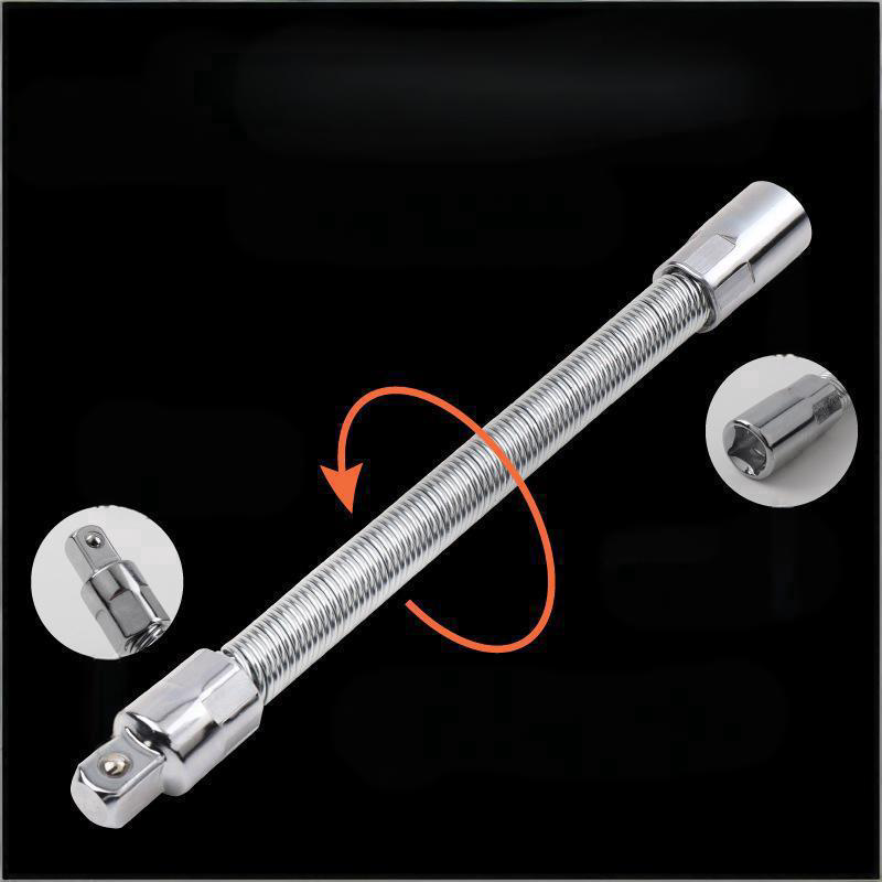 Industrial Flexible Extension Bar - 1/4" 3/8" 1/2" Chrome Vanadium Reversible Wobbly Socket Adapter with Anti-Drop Design