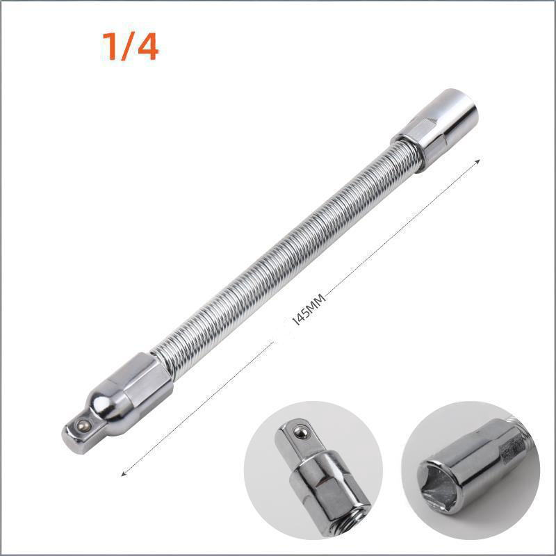 Industrial Flexible Extension Bar - 1/4" 3/8" 1/2" Chrome Vanadium Reversible Wobbly Socket Adapter with Anti-Drop Design
