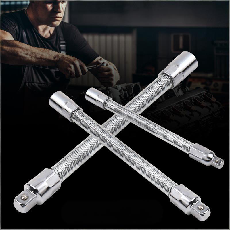 Industrial Flexible Extension Bar - 1/4" 3/8" 1/2" Chrome Vanadium Reversible Wobbly Socket Adapter with Anti-Drop Design