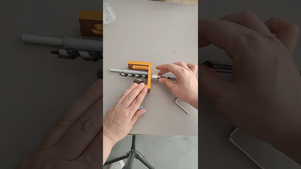 Cabinet Door Push-to-Open Hole Cutter Kit | Adjustable Depth Tool for 6/8/10/12mm Holes | Aluminum Body with Stainless Steel Bushings | No-Scratch Rubber Pad for Easy & Precise Installation