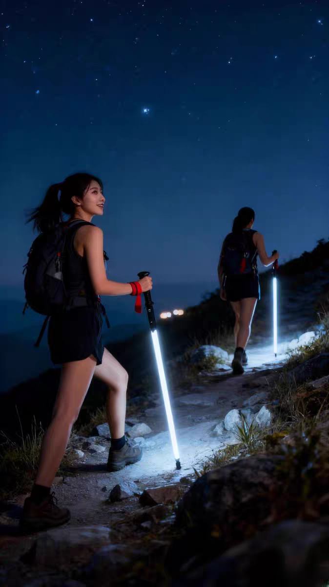 LightSaber Hiking Staff - Rechargeable Illuminated Trekking Pole for Outdoor Adventures