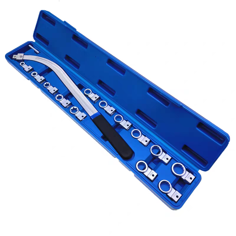 15-Piece Engine Belt Tensioner Wrench Set | Flat Long-Reach Serpentine Belt Tool Kit | Chrome Vanadium Steel Forged | Professional Automotive Repair Tools for Idler & Tensioner Pulley Adjustment