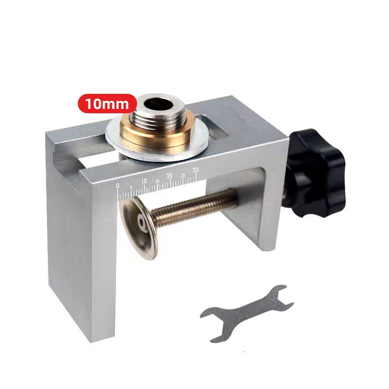 Cabinet Door Push-to-Open Hole Cutter Kit | Adjustable Depth Tool for 6/8/10/12mm Holes | Aluminum Body with Stainless Steel Bushings | No-Scratch Rubber Pad for Easy & Precise Installation