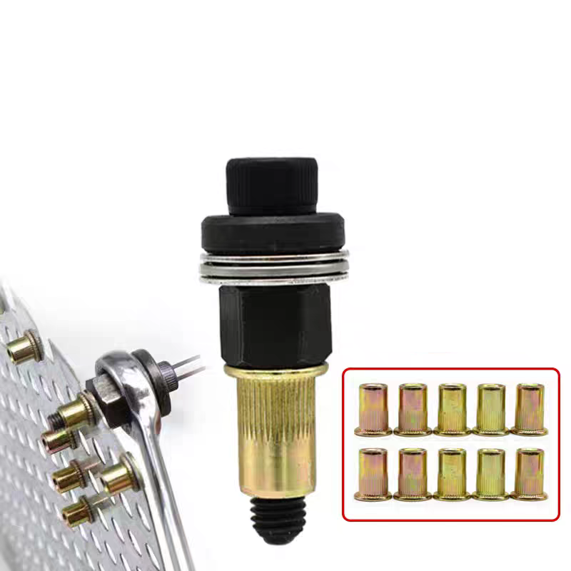 Hand Rivet Nut Tool Kit - Manual & Drill Powered - Complete Set with Free Rivet Nuts for M3 to M12 - Universal Fastener for Sheet Metal, Auto License Plate, Steel Studs