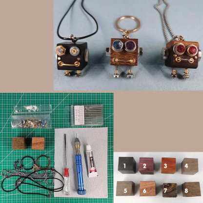 DIY Wooden Robot Keychain Kit - Build Your Own Mini Robot