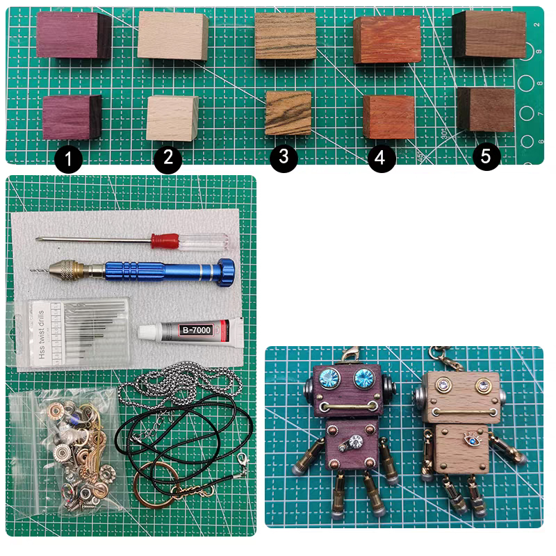 DIY Wooden Robot Keychain Kit - Build Your Own Mini Robot