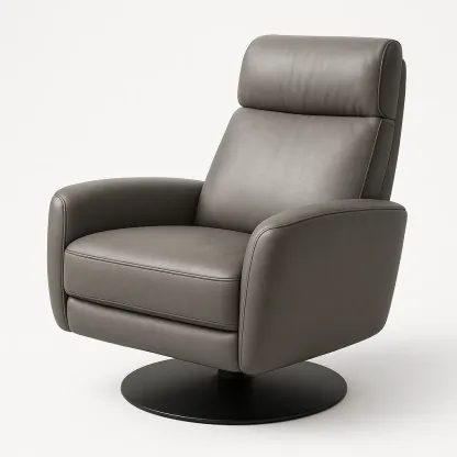 Nojatuoli Kääntyvä Nahkainen Harmaa halkaisija100 cm