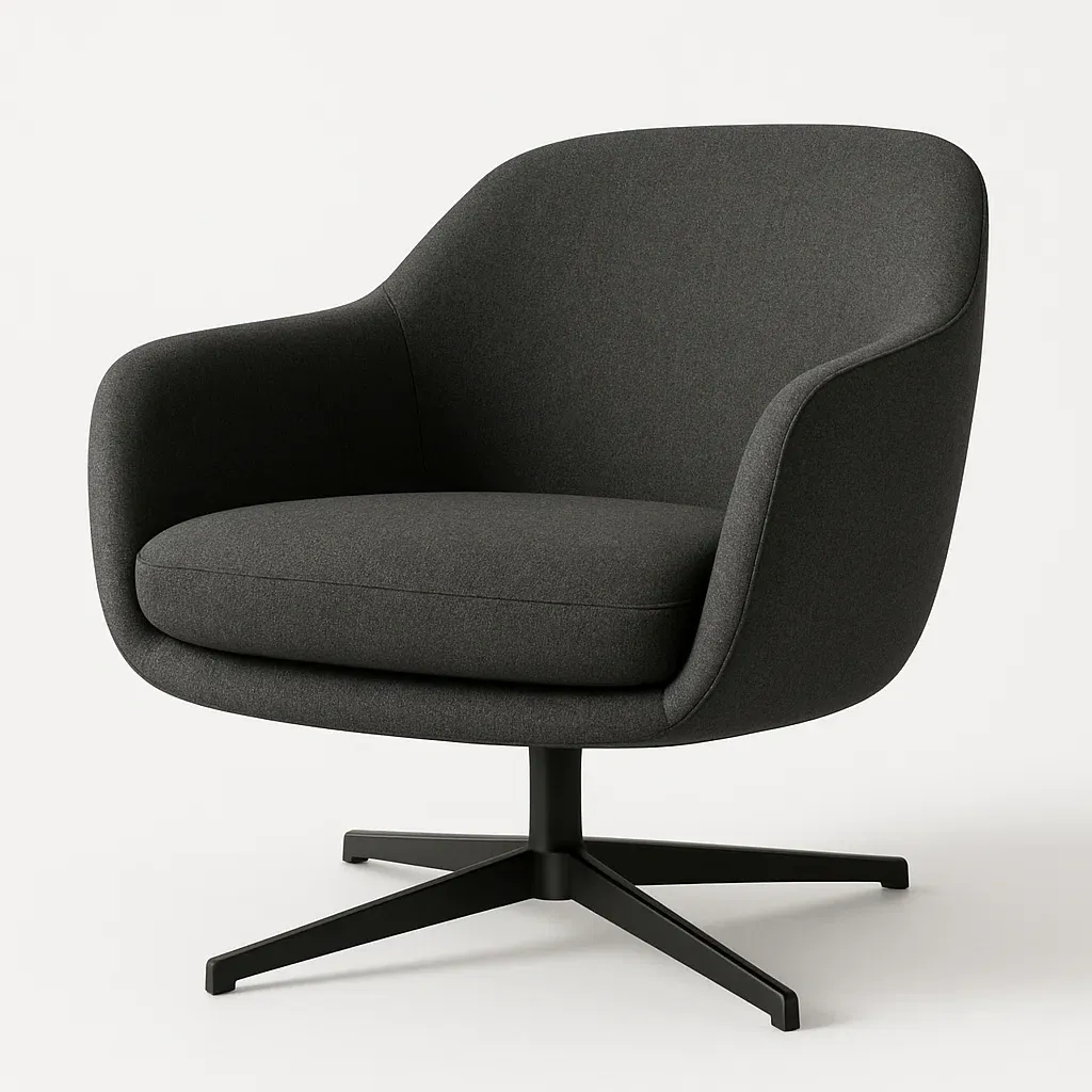 Nojatuoli Pyöreä Kangasnojatuoli Tummanharmaa Pyörivä Metallitukijalusta 80 cm