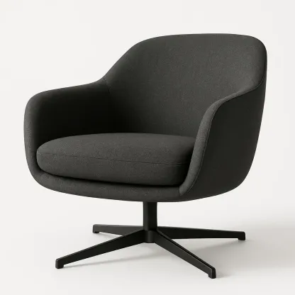 Nojatuoli Pyöreä Kangasnojatuoli Tummanharmaa Pyörivä Metallitukijalusta 80 cm