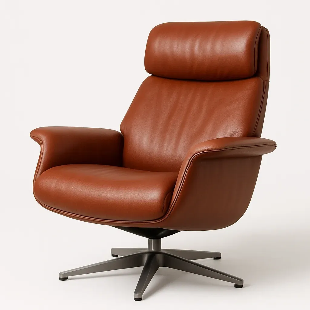 Nojatuoli Nahkaverhoiltu Kääntyvä Ruskea