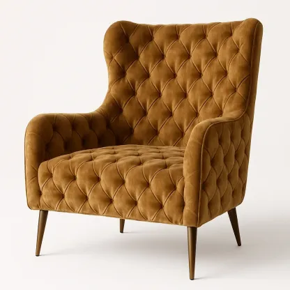 Nojatuoli Samettituoli Siipi Selkänojalla Kulta 82 cm Leveys 76 cm Syvyys