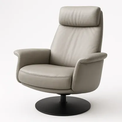 Nojatuoli Keinutuoli Nahkaa Harmaa Pyöreä Metalli 80 cm