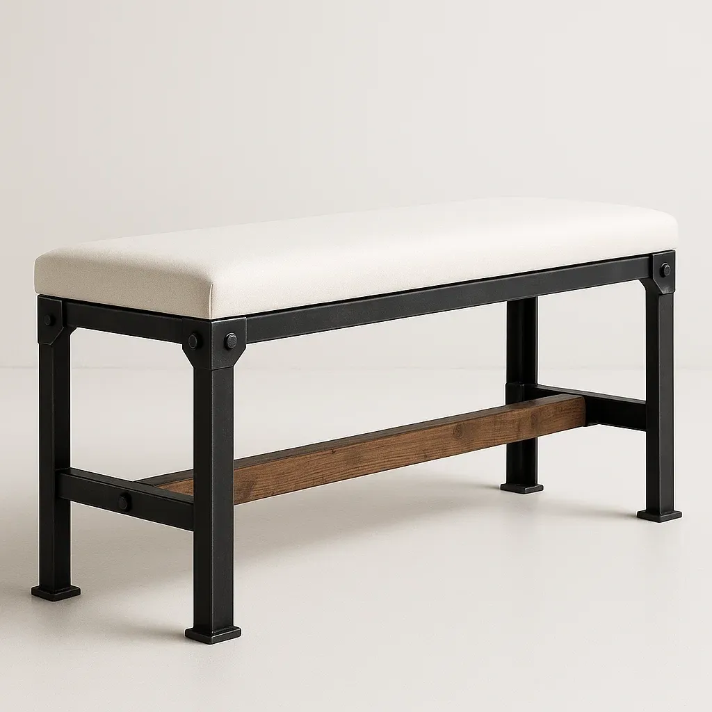 Penkki Metalli/Puu 120 cm Beige