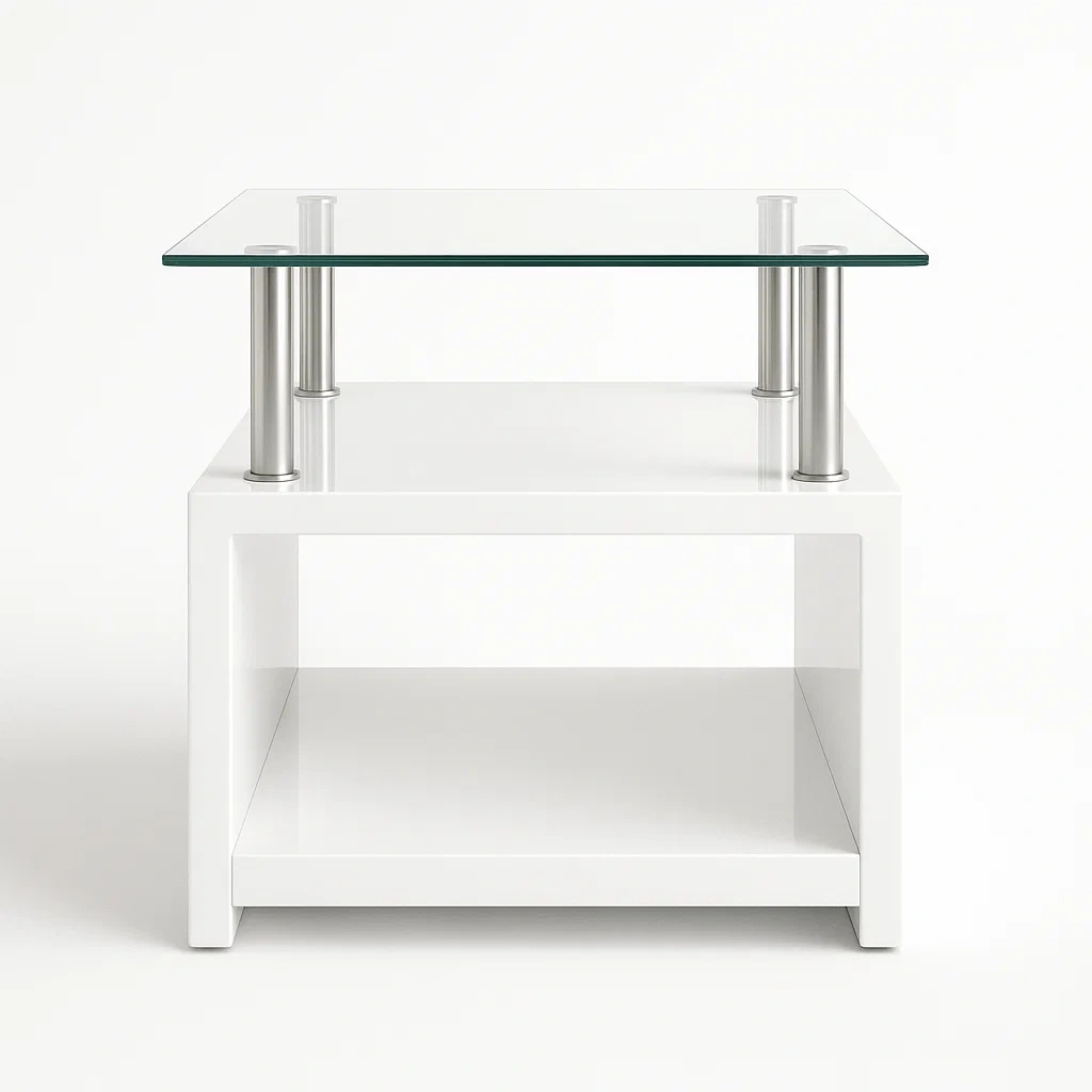 Sivupöytä Lasikantinen MDF 45x45x55 cm