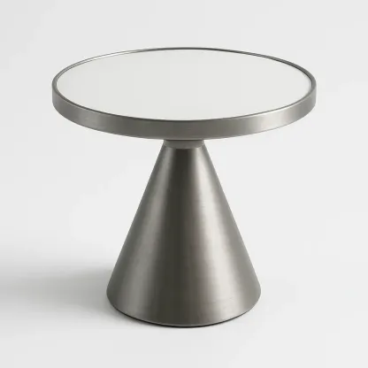 Sivupöytä Pyöreä Pöytälevy Lasia Kartiomainen Jalusta Metalli Harmaa