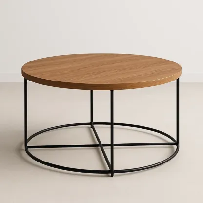 Sohvapöytä Pyöreä 80 cm MDF Teräsrungolla