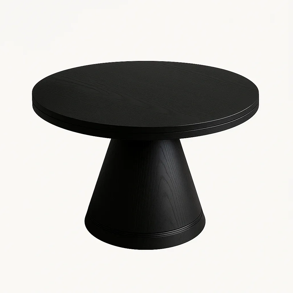 Sohvapöytä Pyöreä Puu Musta halkaisija80 cm Korkeus 50 cm