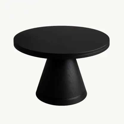 Sohvapöytä Pyöreä Puu Musta halkaisija80 cm Korkeus 50 cm