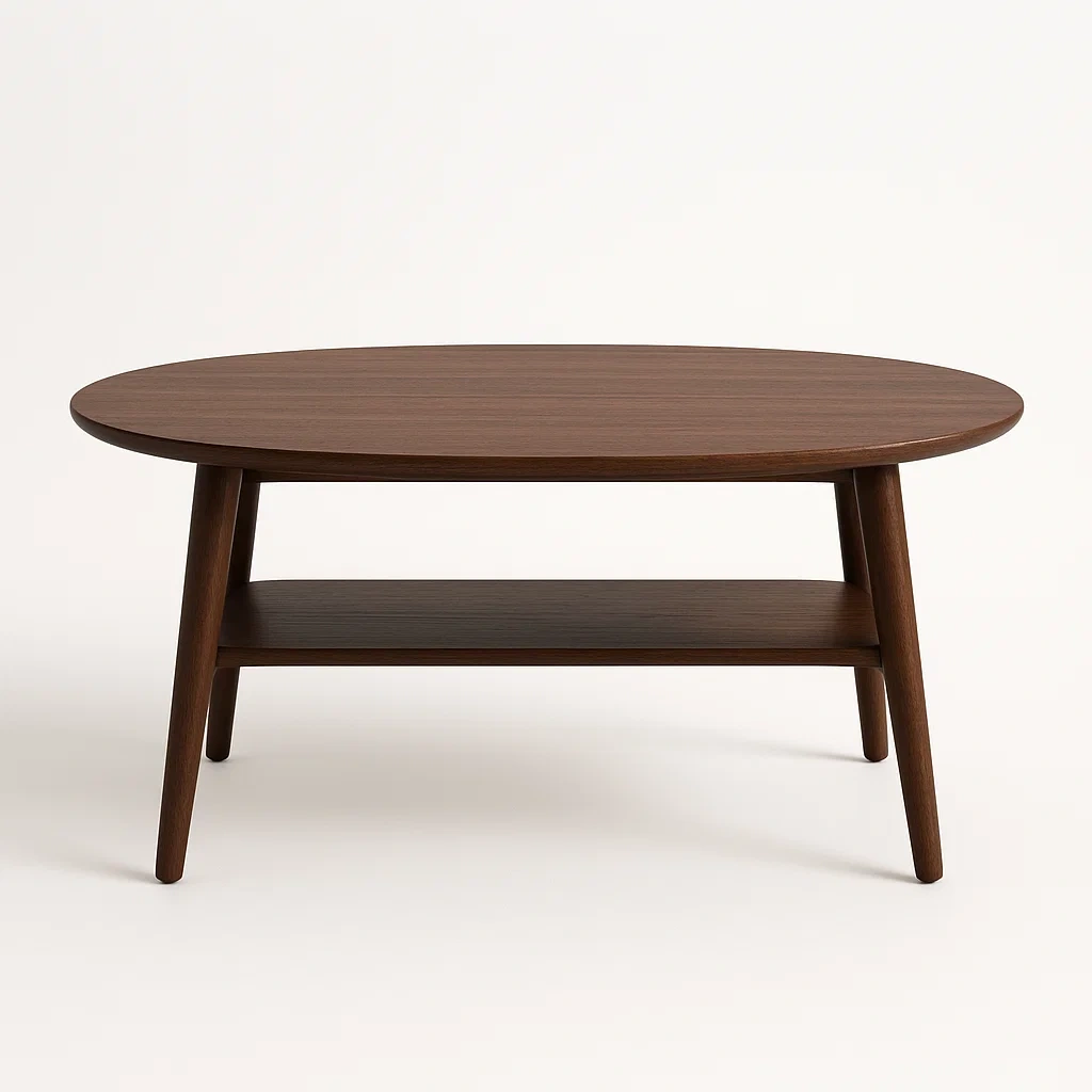 Sohvapöytä soikea MDF 120x60x45 cm pähkinäpuu