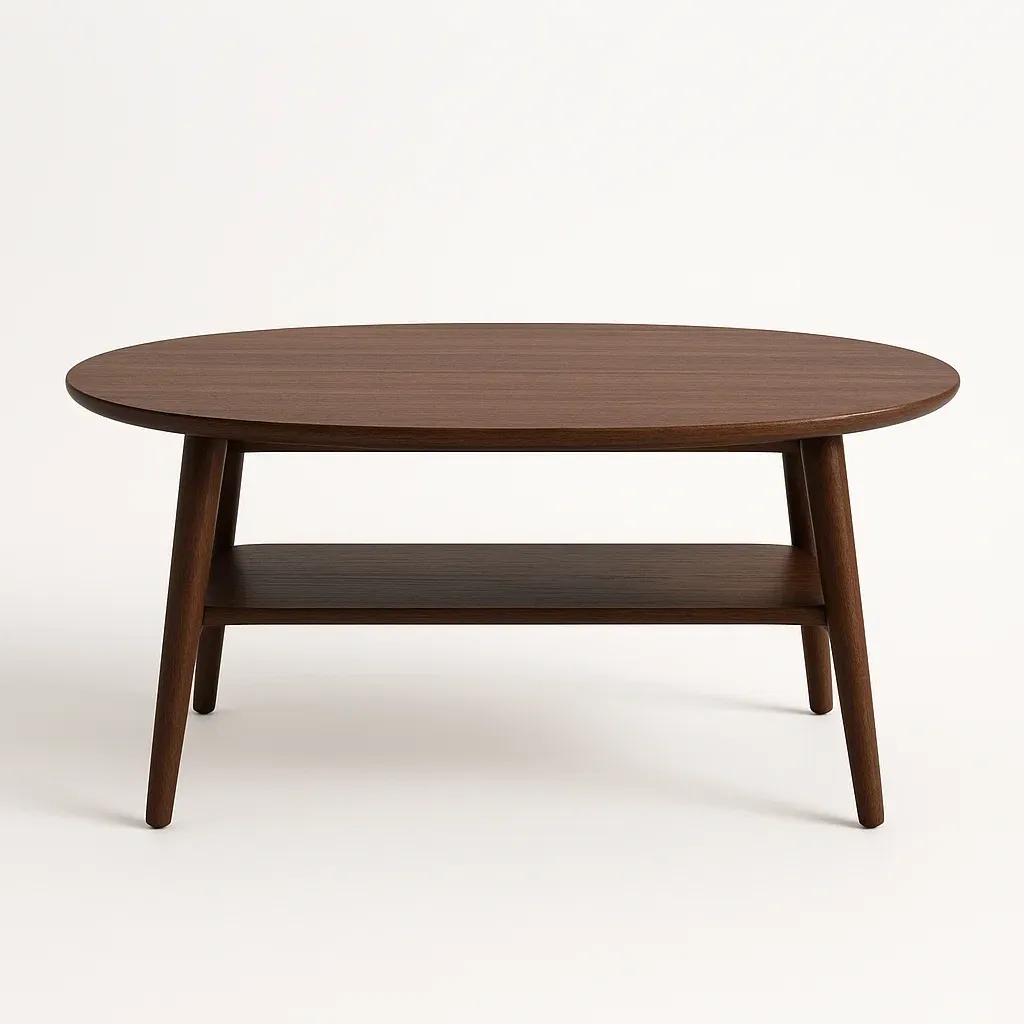 Sohvapöytä soikea MDF 120x60x45 cm pähkinäpuu