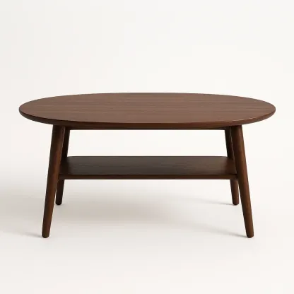 Sohvapöytä soikea MDF 120x60x45 cm pähkinäpuu