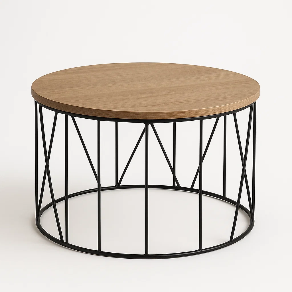 Sohvapöytä Pyöreä Puu/Metalli Musta/Ruskea 80 cm