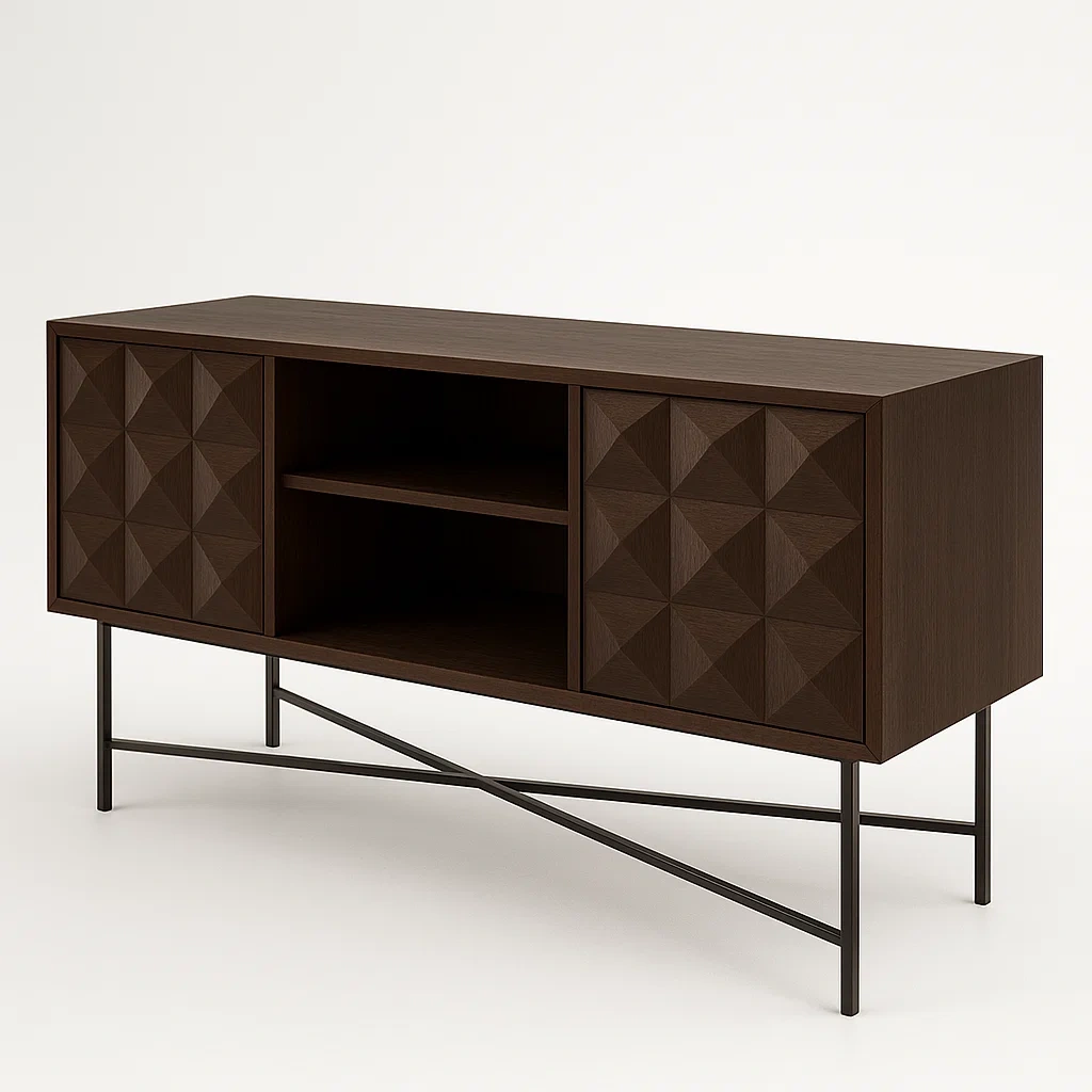 TV-taso Pähkinäpuuviilu 140x40x80 cm Metallijalat Tummanruskea