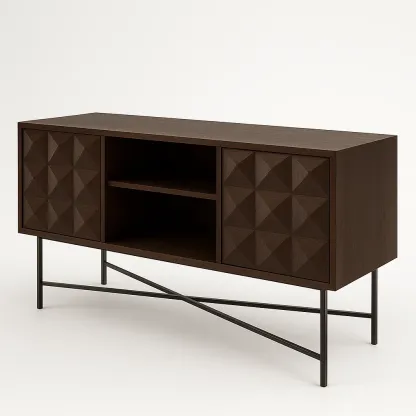 TV-taso Pähkinäpuuviilu 140x40x80 cm Metallijalat Tummanruskea