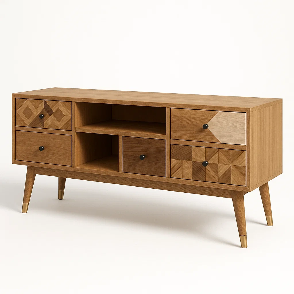 TV-taso MDF Puuviilu Viisi Laatikkoa Kaksi Avohyllyä 120x35x60 cm