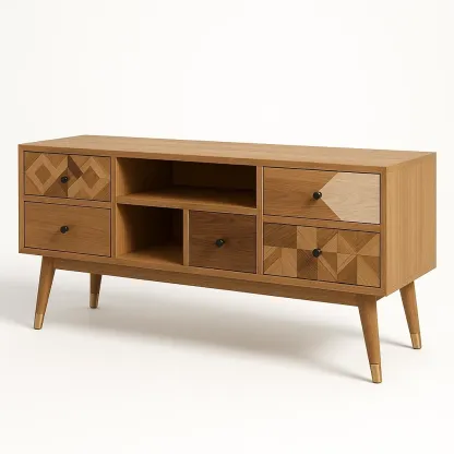 TV-taso MDF Puuviilu Viisi Laatikkoa Kaksi Avohyllyä 120x35x60 cm