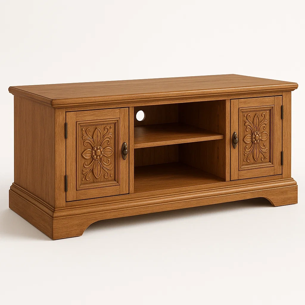 TV-taso Puinen Koristeellisilla Ovilla ja Säilytystilalla 120x45x55 cm