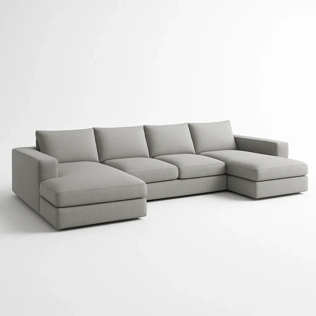 U-sohva Harmaa Pellavasekoite Joustava Vaahto 320x160x85 cm