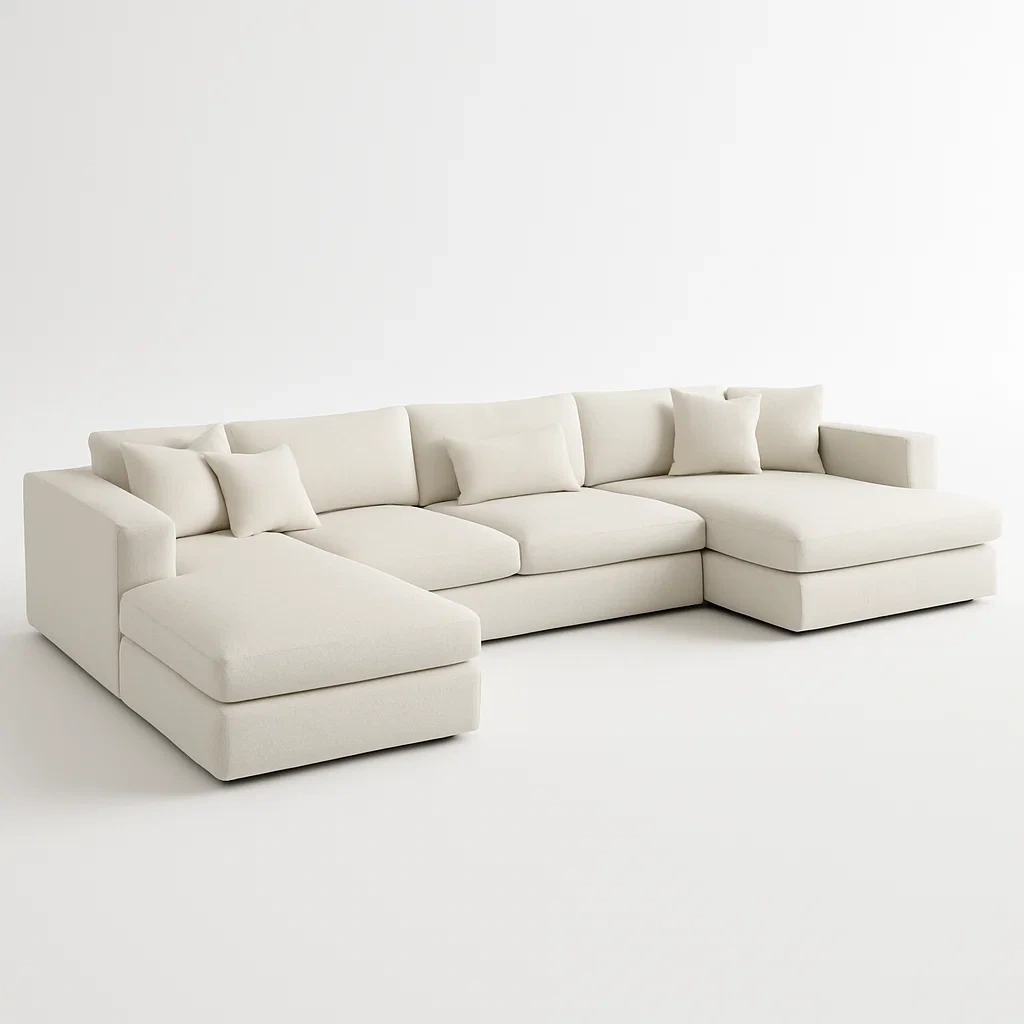 U-sohva Irrotettavilla Päällisillä Beige Kangas Leveys 350 cm Korkeus 80 cm