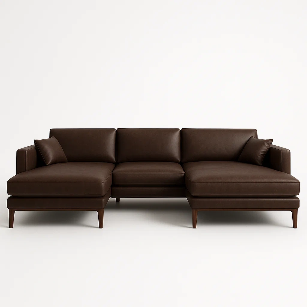 U-sohva Verhoiltu Ruskea Keinonahka ja Puurunko 300x150x85 cm