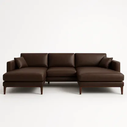 U-sohva Verhoiltu Ruskea Keinonahka ja Puurunko 300x150x85 cm